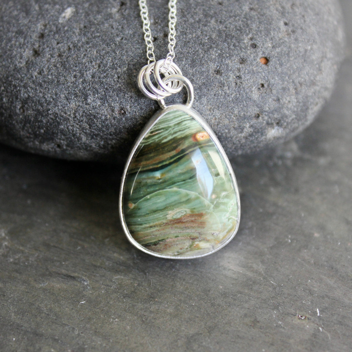 Chunky Gary Green Jasper Pendant Necklace | Pacific Northwest Gemstone Jewelry