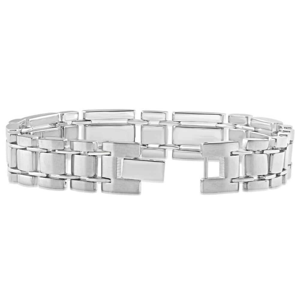 Men's Polished Steel And Dark Gold Two Tone Flexible 12mm Link 8 " Bracelet