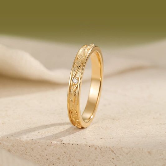 3MM Vine Branch Minimalist Wedding Band