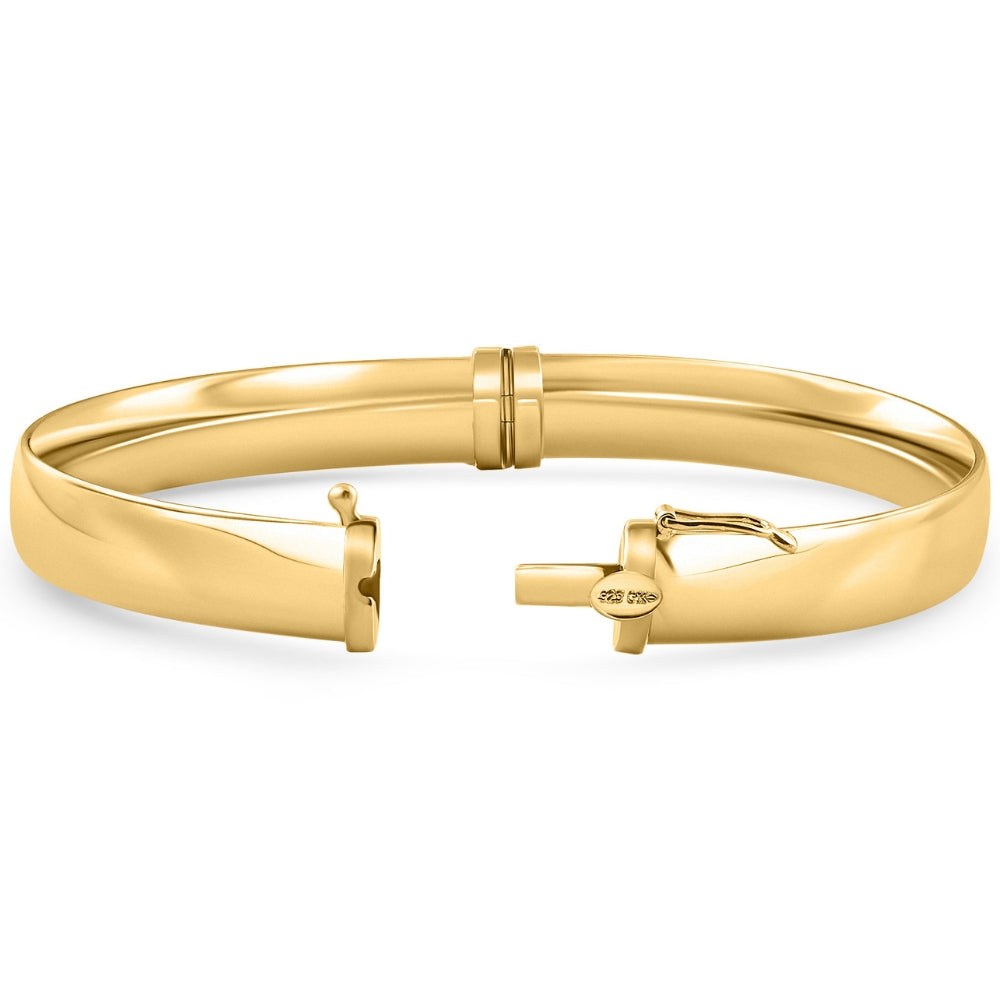 8mm Polished Bangle Bracelet 18k Yellow Gold Over Silver