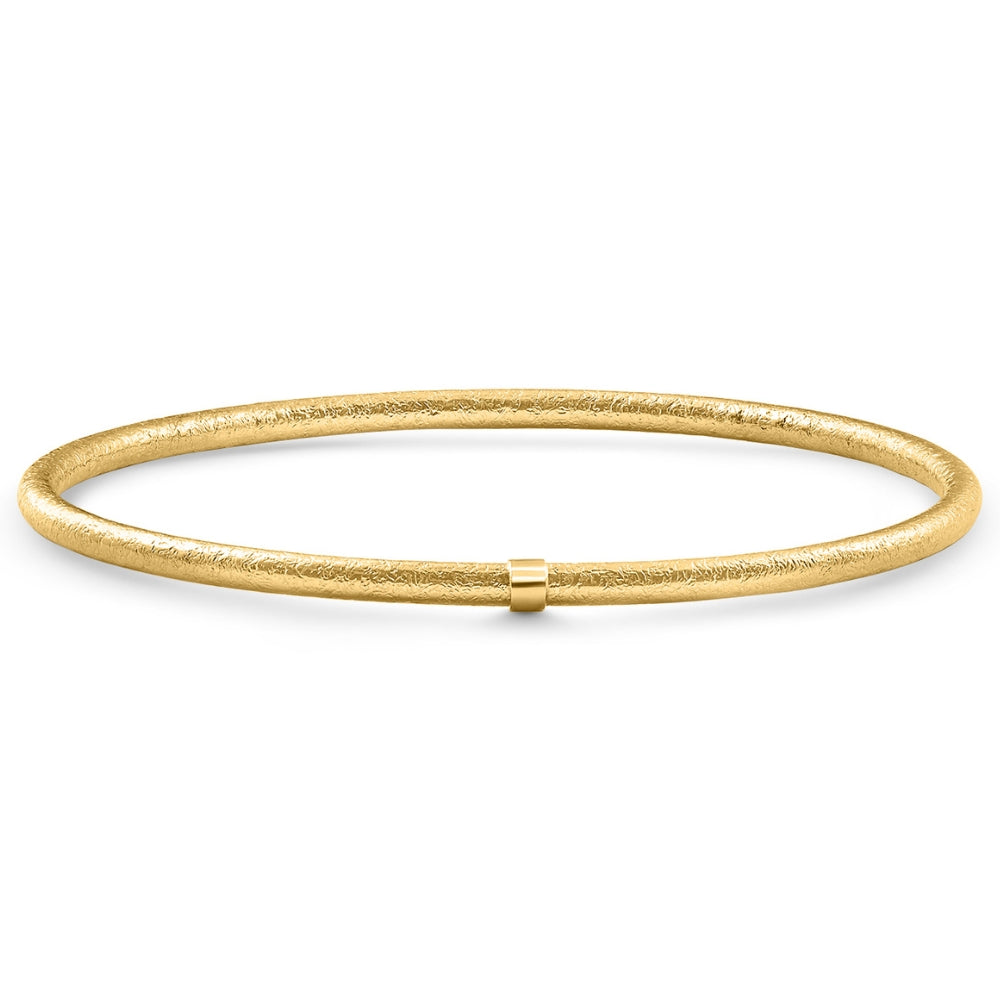 18K Gold Plated Silver Textured 3mm Slip-On Bangle Bracelet