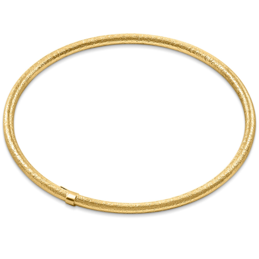 18K Gold Plated Silver Textured 3mm Slip-On Bangle Bracelet