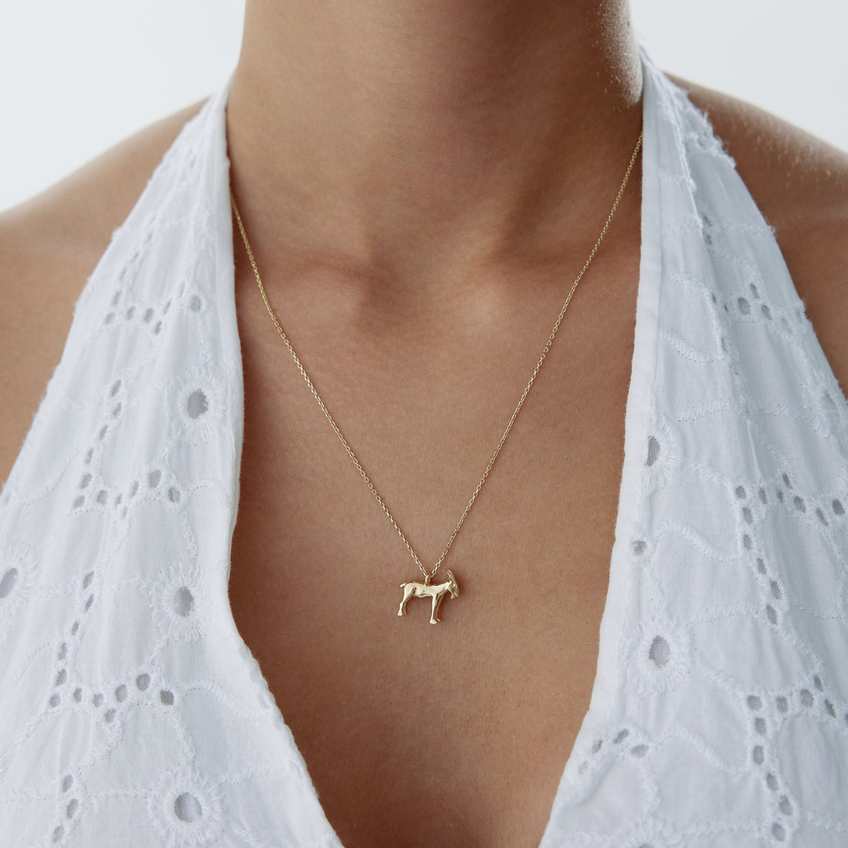 Goat Necklace in 14k Solid Gold