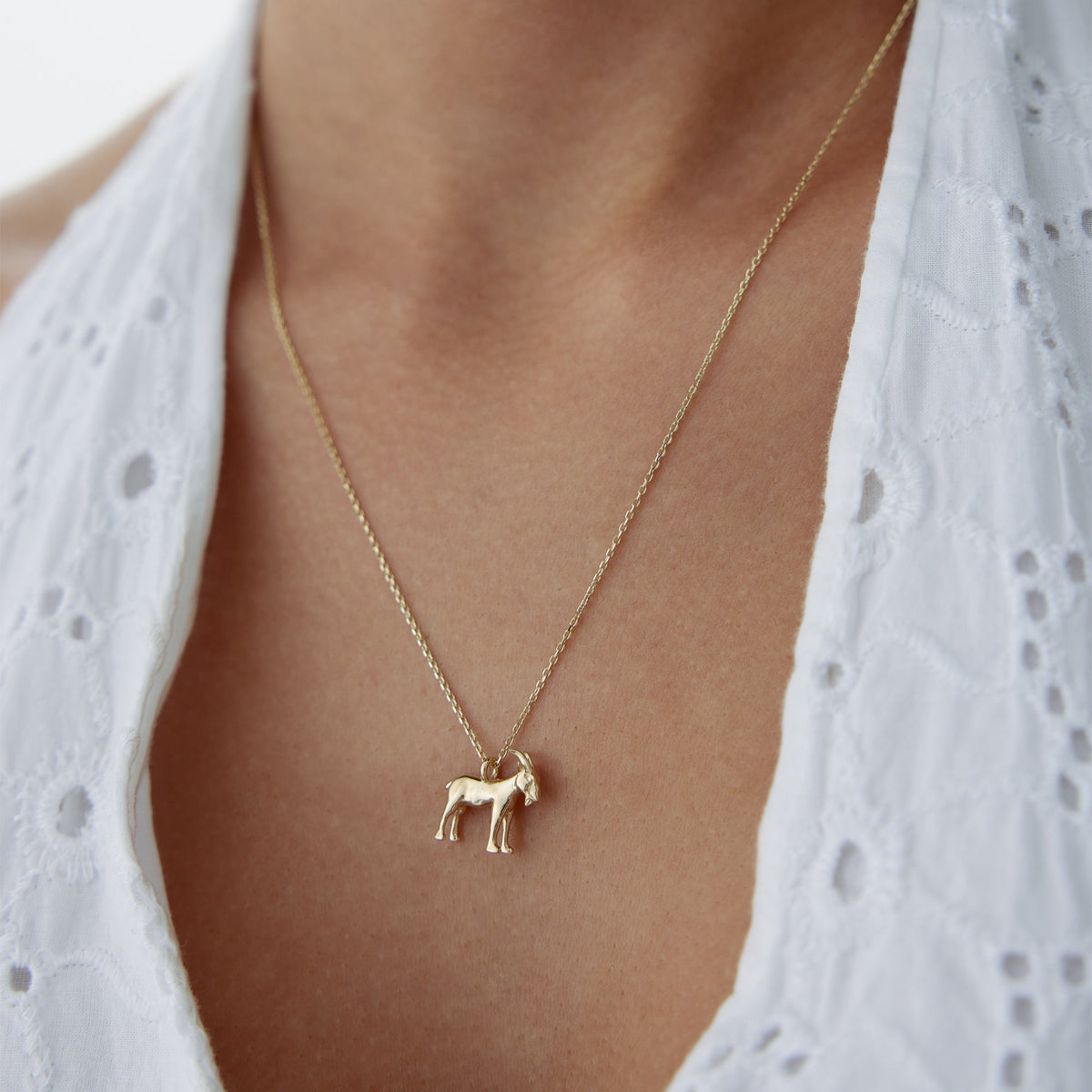 Goat Necklace in 14k Solid Gold