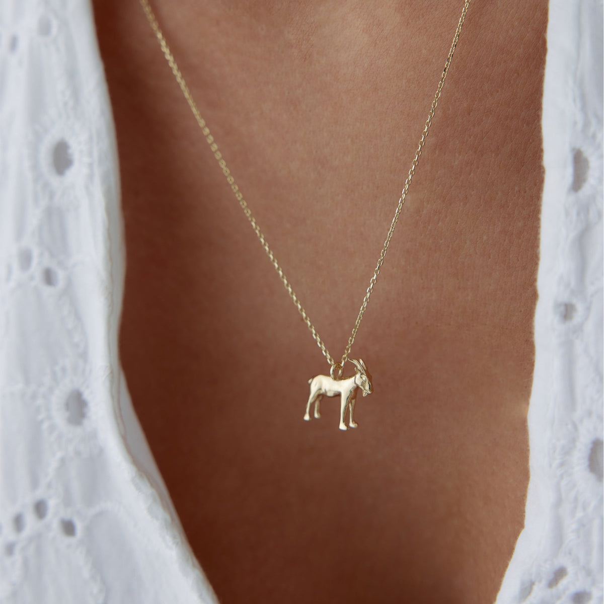 Goat Necklace in 14k Solid Gold