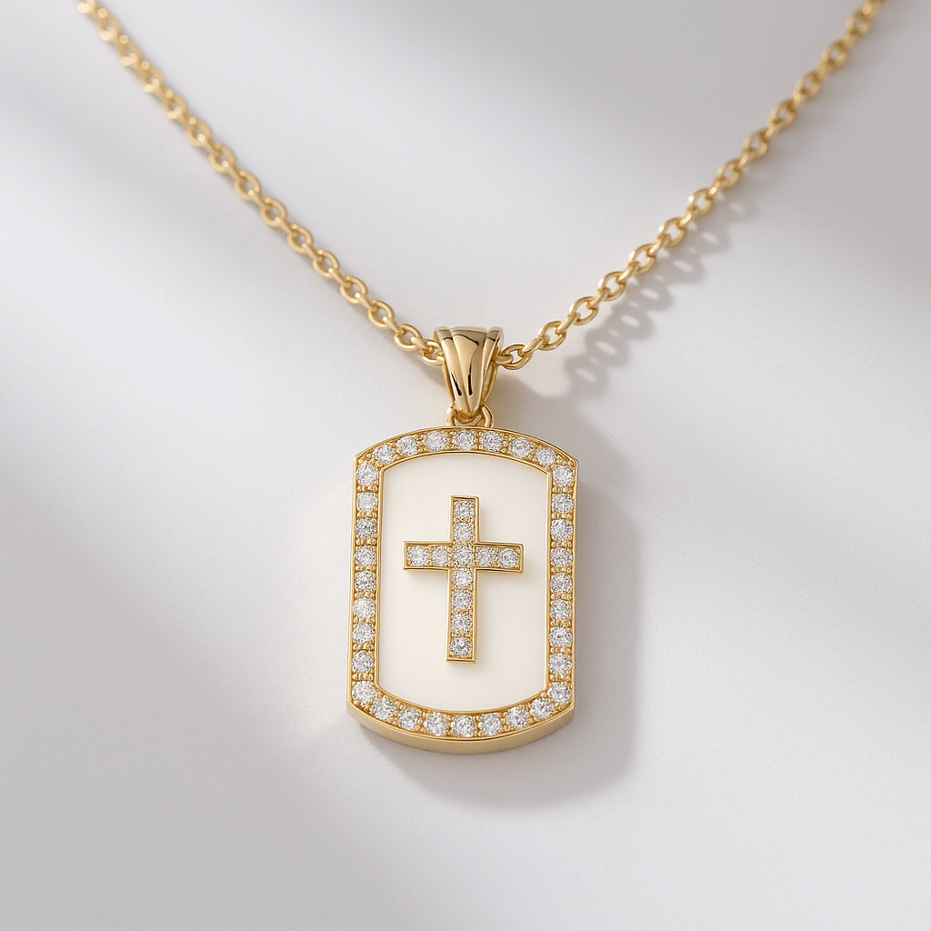 Gold Diamond Cross Pendant Necklace