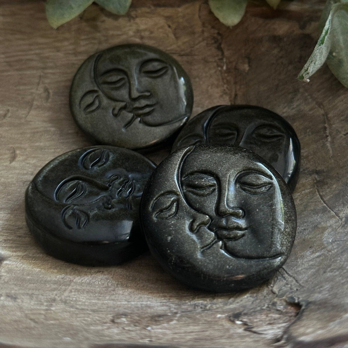 Gold Sheen Obsidian Sun & Moon Palm Stone