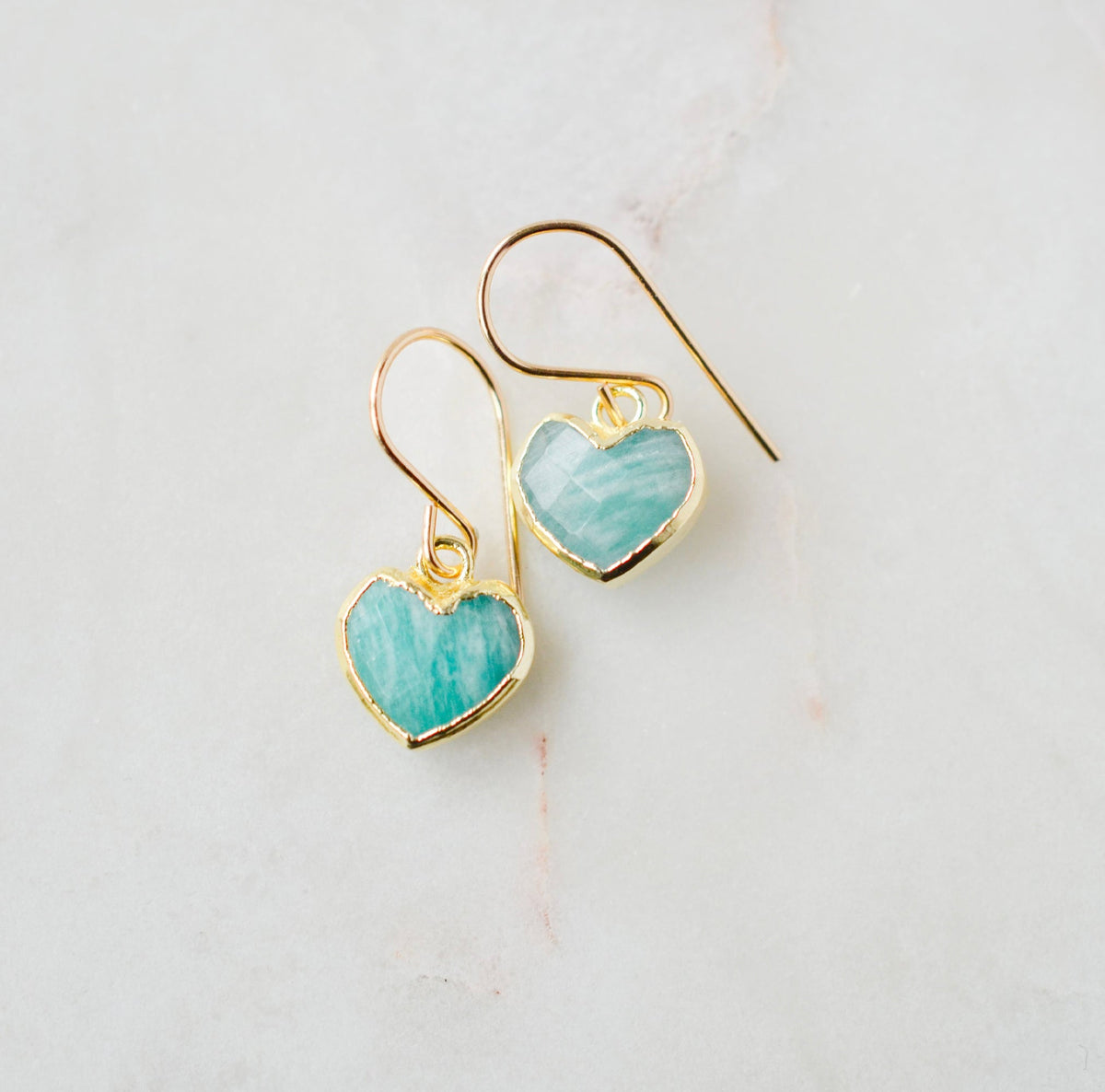 Amazonite Heart Earrings
