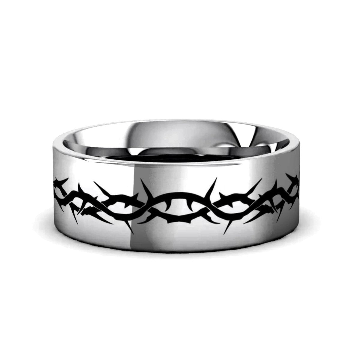 GOLGOTHA | Tungsten Thorn Crown Wedding Band, Flat Classic