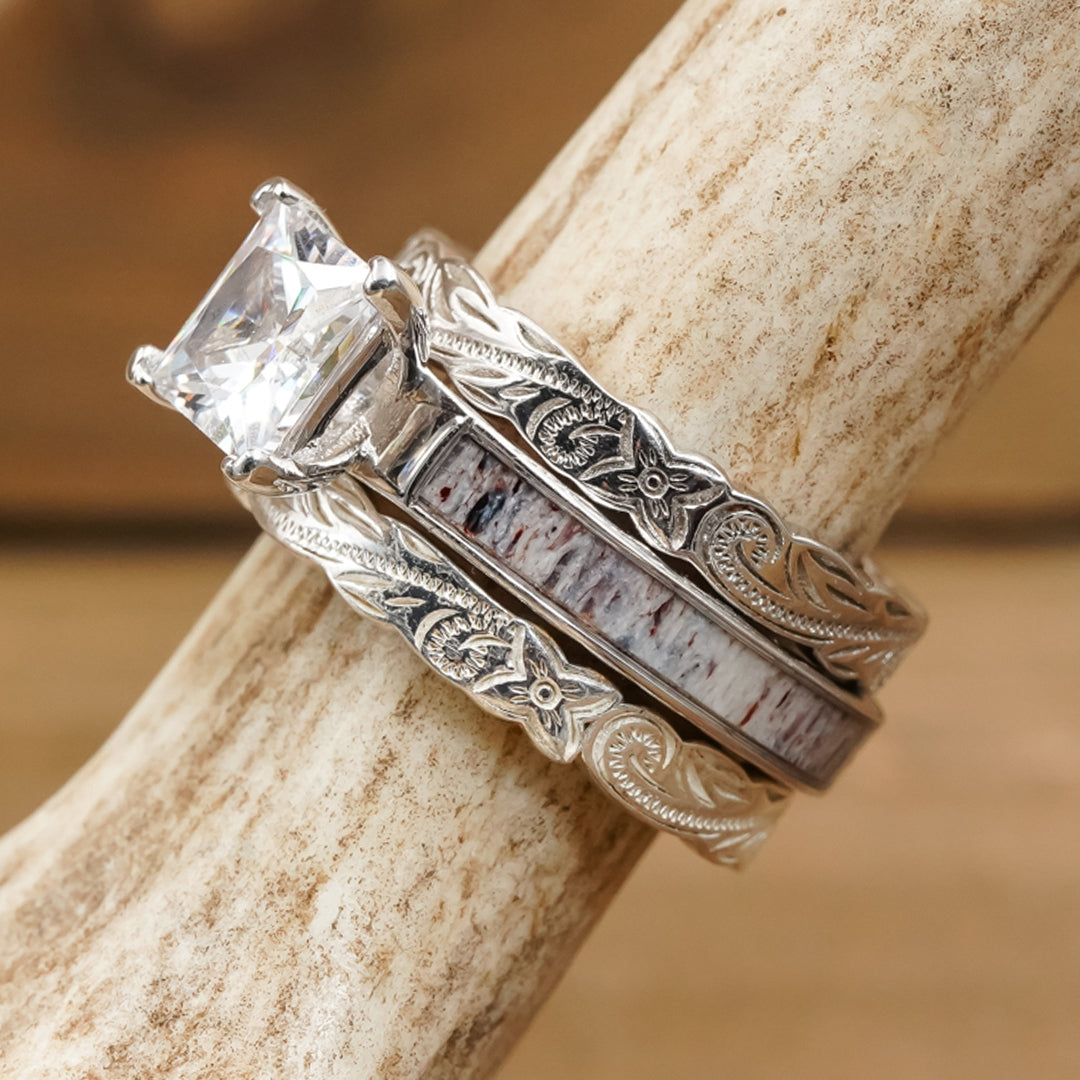The Grand Kenai Silver Falls Wedding Set