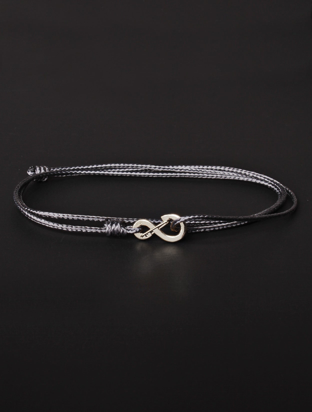 FINAL SALE Infinity Bracelet - Gray cord men's bracelet with silver clasp