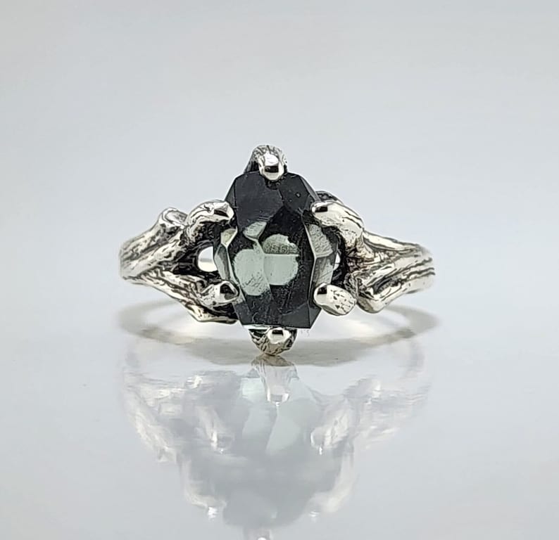Green Amethyst Sterling Silver Engagement Ring