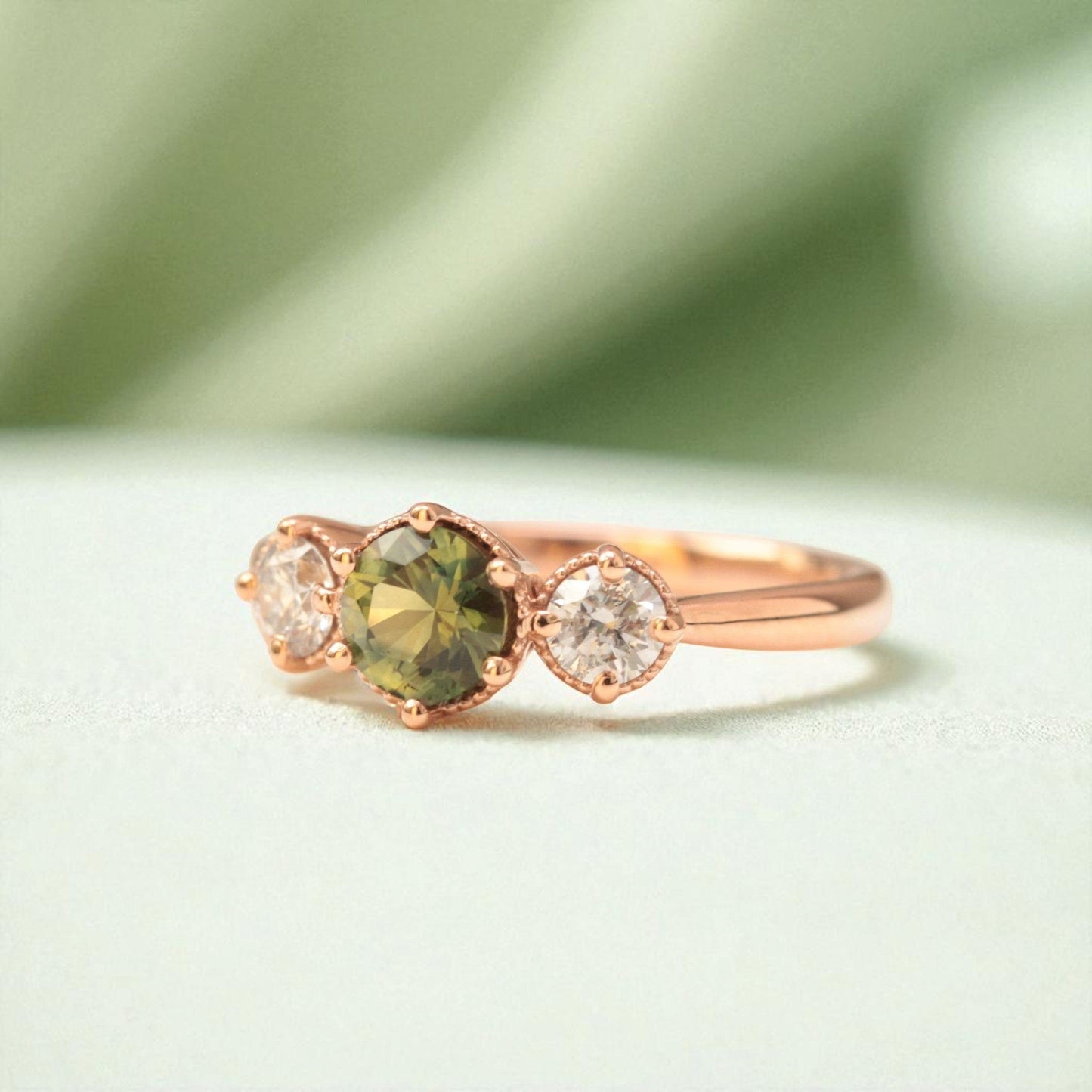 Green Sapphire Engagement Ring