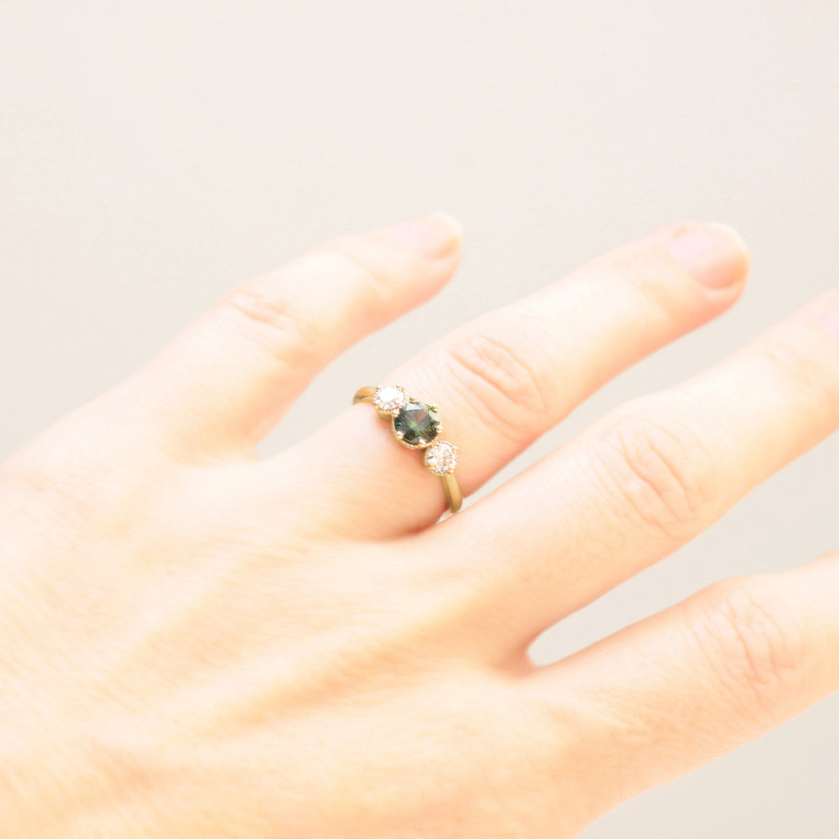 Green Sapphire Engagement Ring