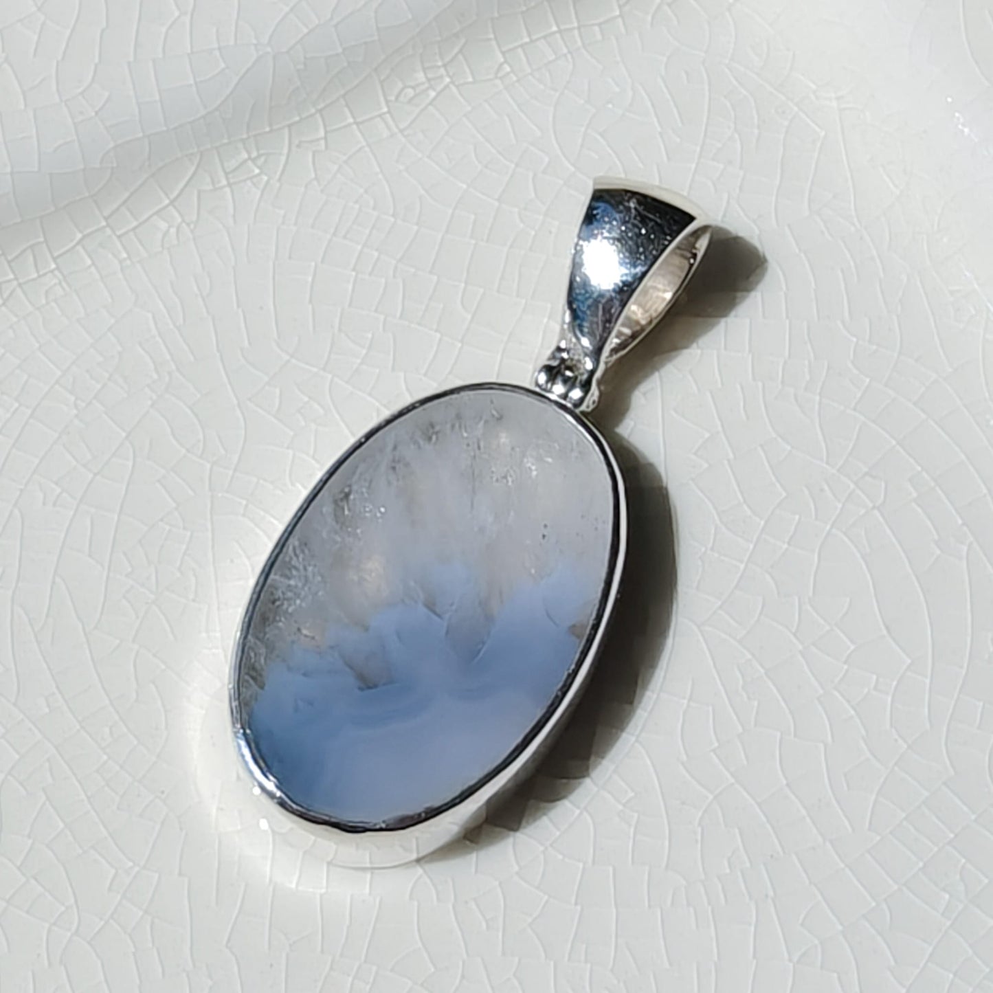 Grey Natural Agate Pendant in Sterling Silver | May birthstone and Gemini Gift