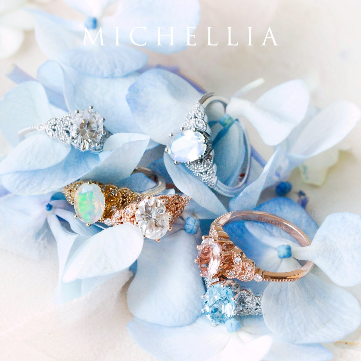 [Olivia] Classic Floral Oval Engagement Ring in Natural Australian Opal