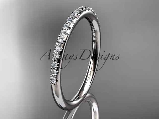 Half Diamond Stacking Eternity Ring 14k Solid Gold 2mm Thin Women's Wedding Band