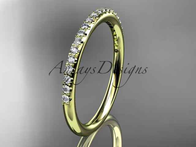 Half Diamond Stacking Eternity Ring 14k Solid Gold 2mm Thin Women's Wedding Band