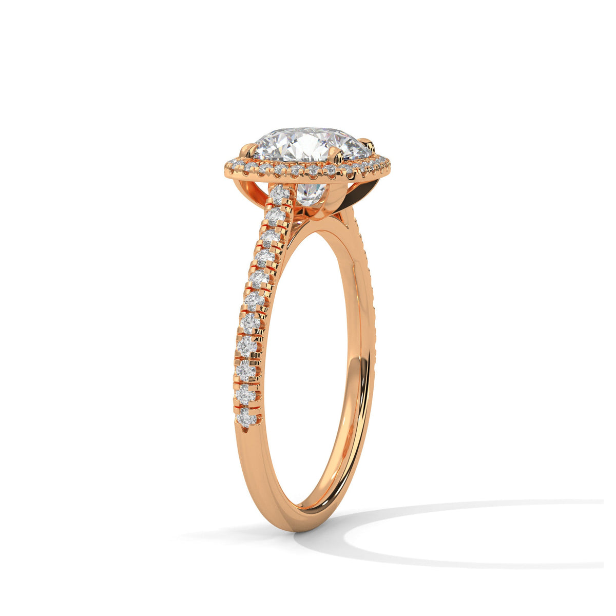 2 Carat Round Cut Lab Grown Diamond Halo Engagement Ring 4 Prong Eagle Claw Ring