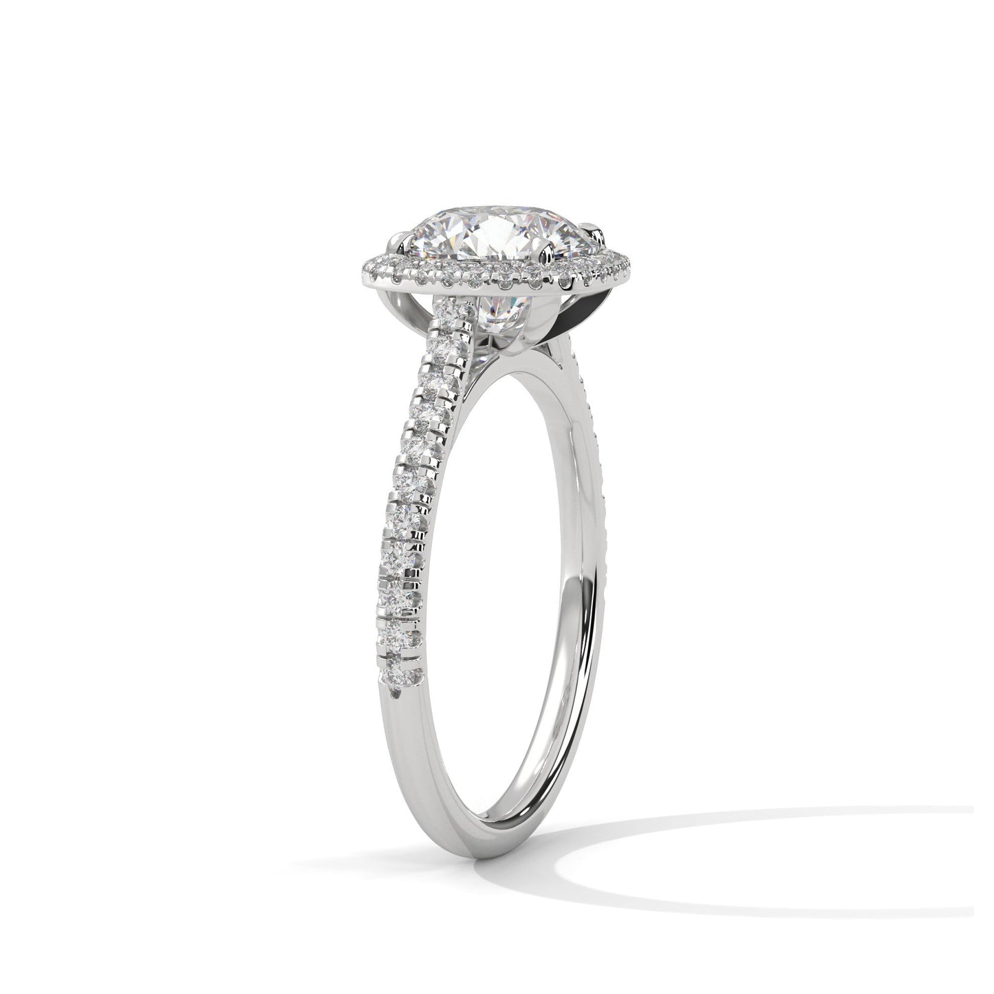 2 Carat Round Cut Lab Grown Diamond Halo Engagement Ring 4 Prong Eagle Claw Ring