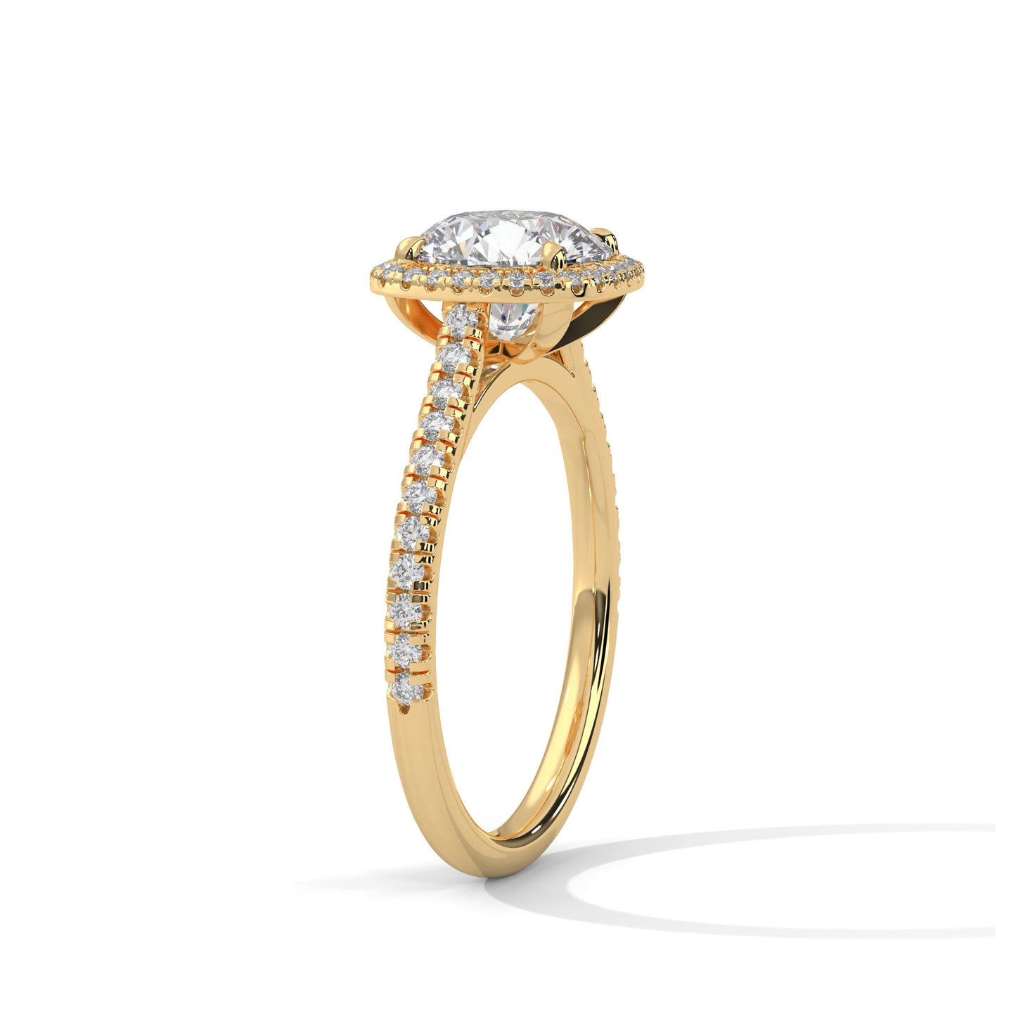 2 Carat Round Cut Lab Grown Diamond Halo Engagement Ring 4 Prong Eagle Claw Ring