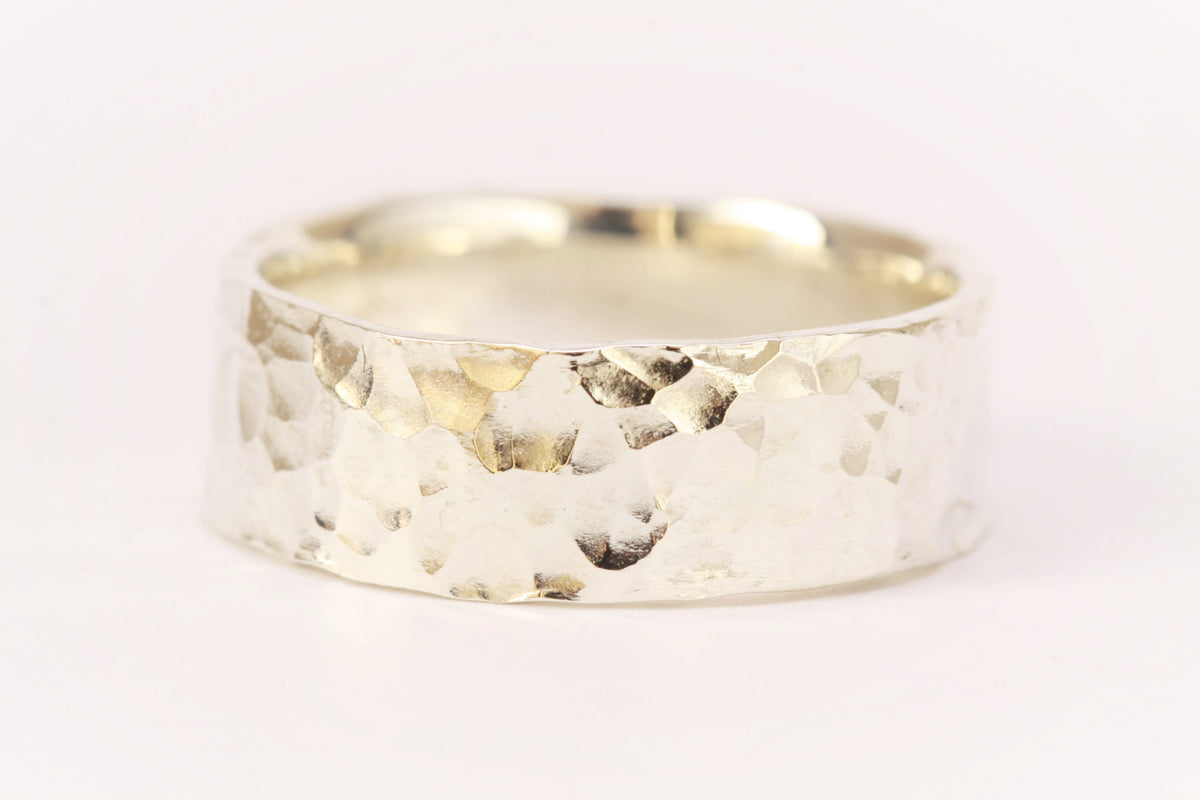 Hammered Mens Wedding Ring