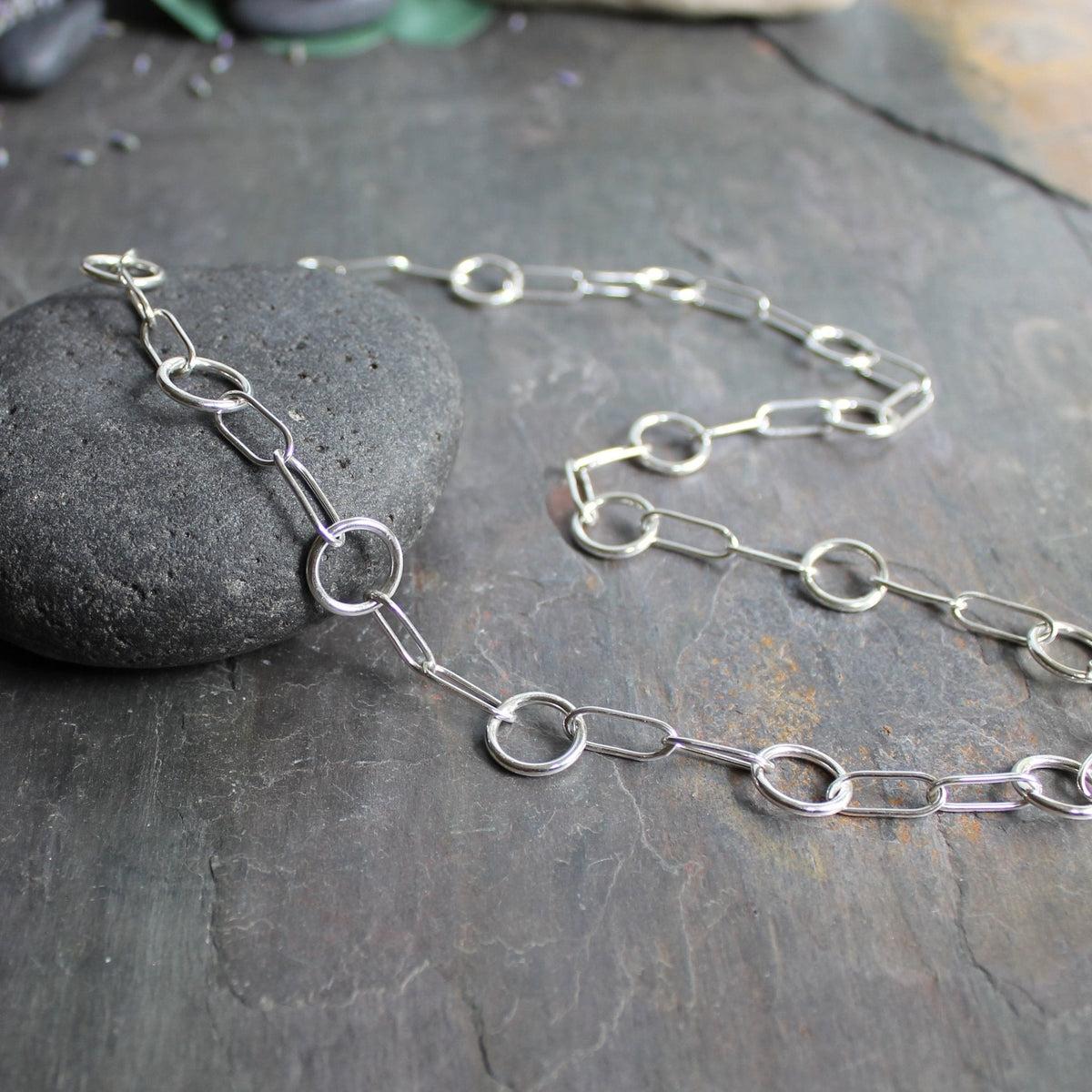Sterling Silver Oval and Round Link Chain Necklace | Handmade | Ready to Ship