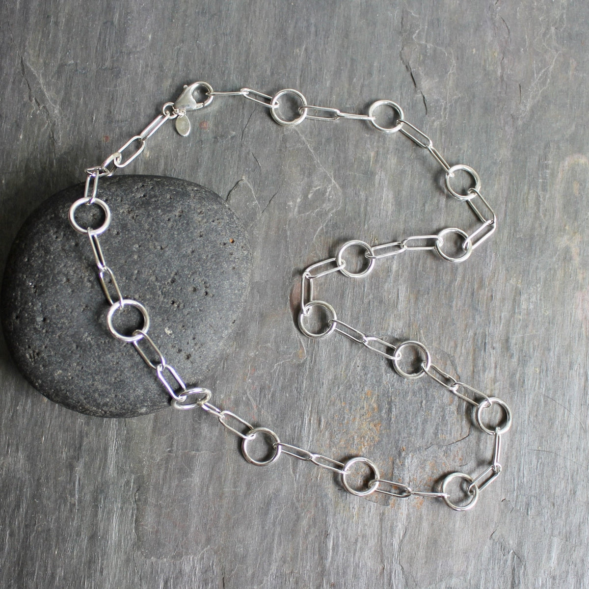 Sterling Silver Oval and Round Link Chain Necklace | Handmade | Ready to Ship