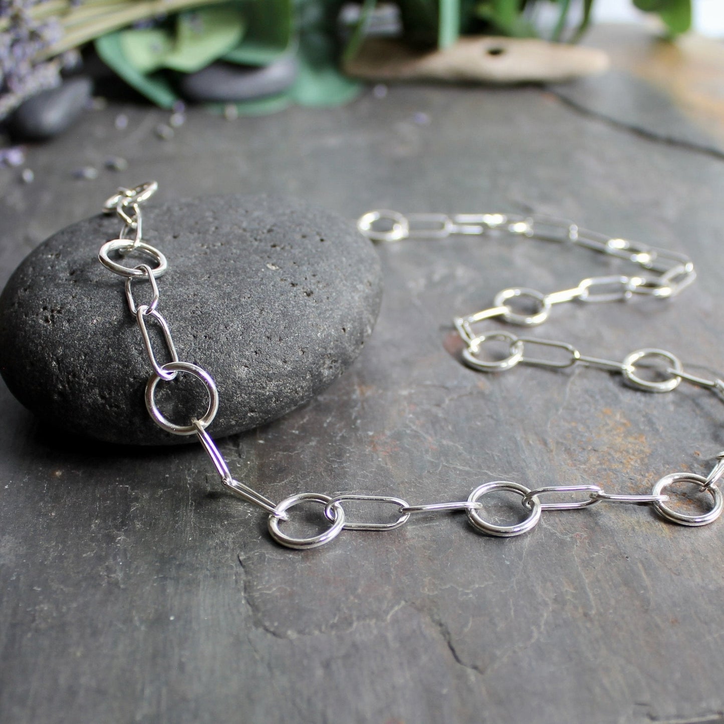 Sterling Silver Oval and Round Link Chain Necklace | Handmade | Ready to Ship