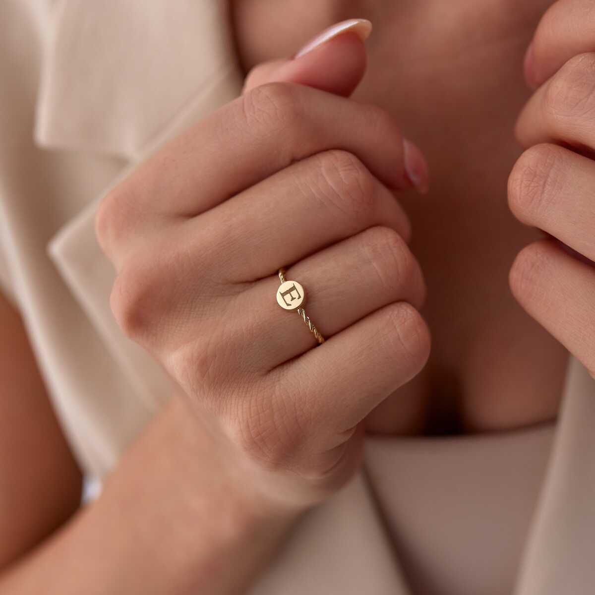 Braided Initial Lizzy Ring