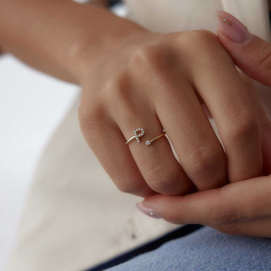 Letter Solitaire Ring