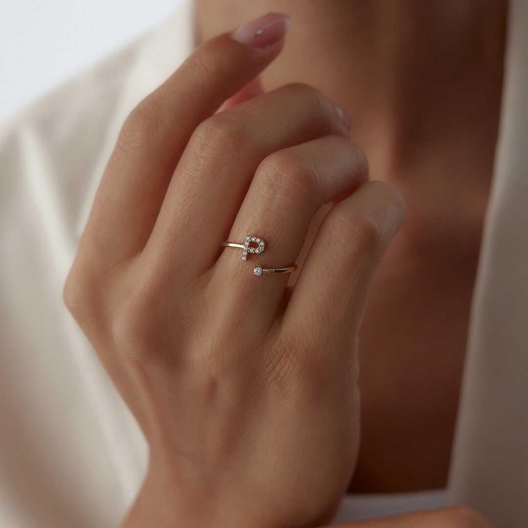 Letter Solitaire Ring