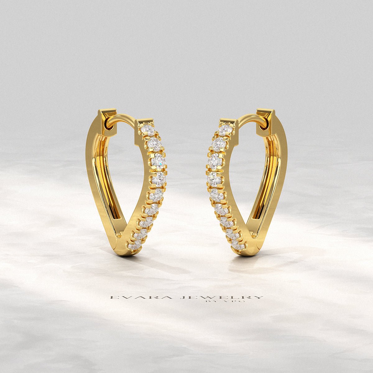 Heart Shape Prong Set Diamond Hoop Earrings