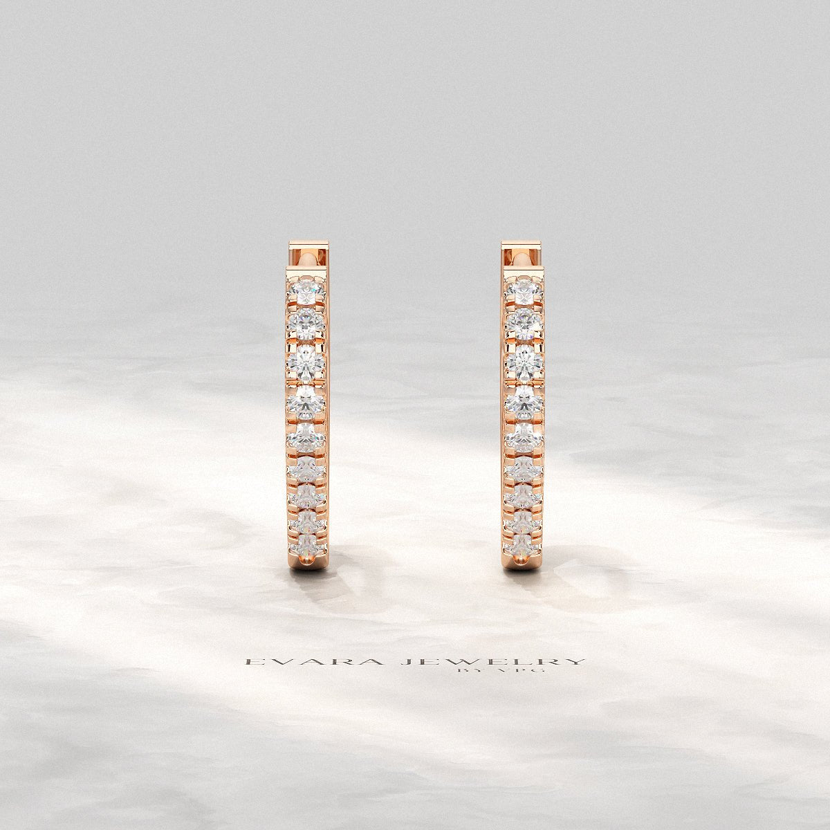 Heart Shape Prong Set Diamond Hoop Earrings