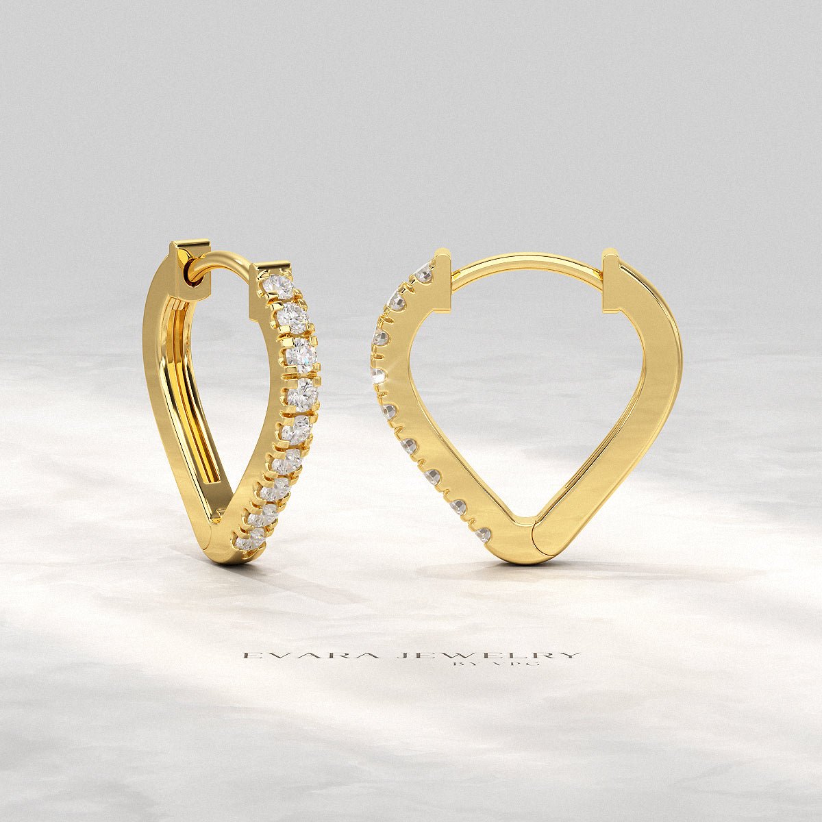 Heart Shape Prong Set Diamond Hoop Earrings
