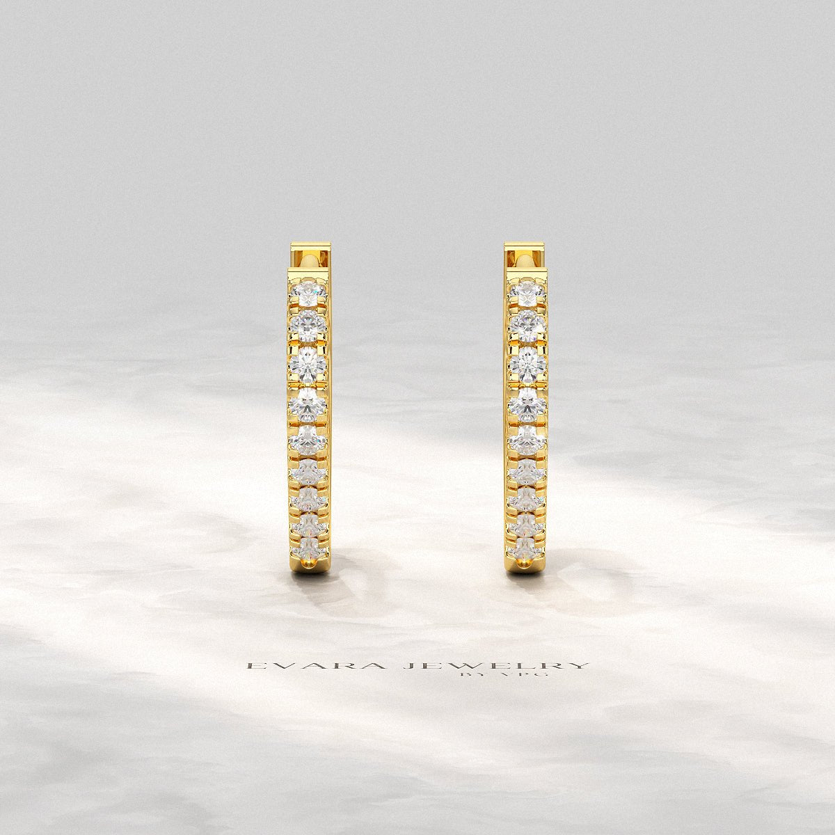 Heart Shape Prong Set Diamond Hoop Earrings