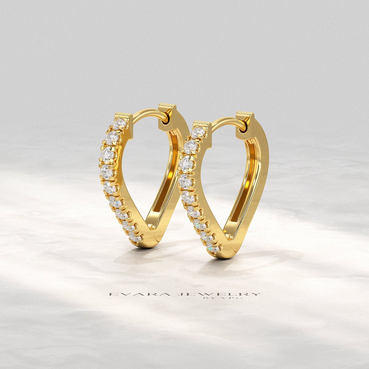 Heart Shape Prong Set Diamond Hoop Earrings