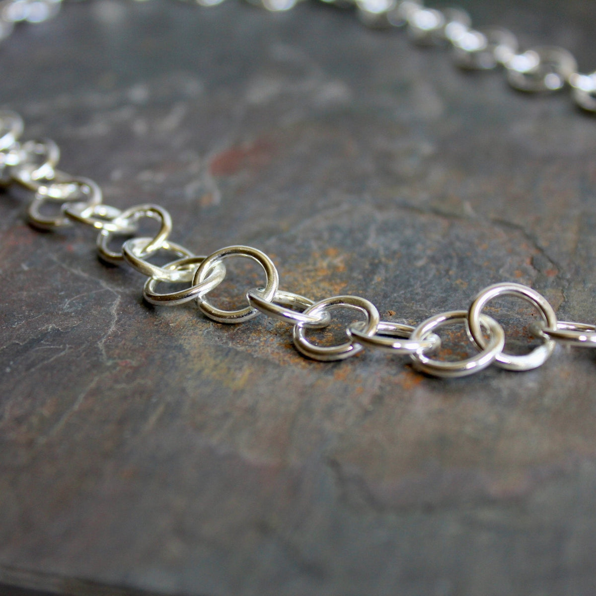 Heavy Sterling Silver Round Link Chain Necklace 1.4oz | Handmade | Ready to Ship