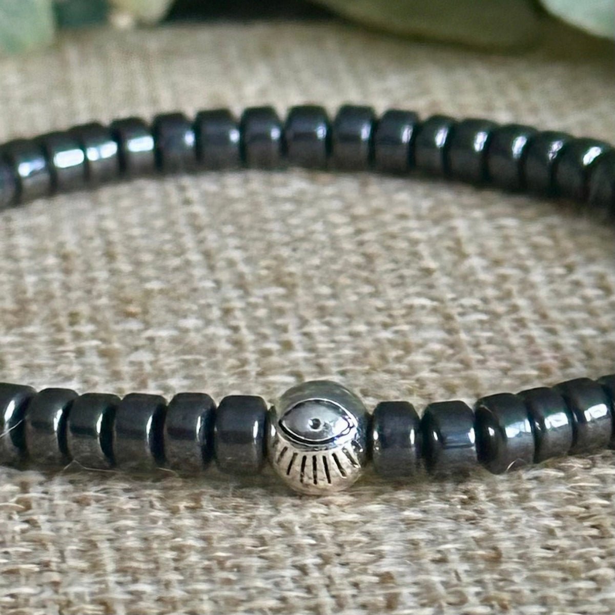 Hematite & Evil Eye (Tiny)