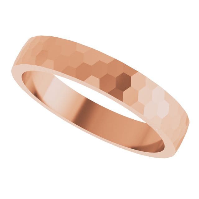 Hexagon Pattern 3.5mm Wide Textured Wedding Band