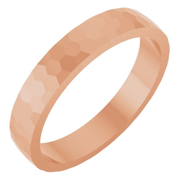 Hexagon Pattern 3.5mm Wide Textured Wedding Band