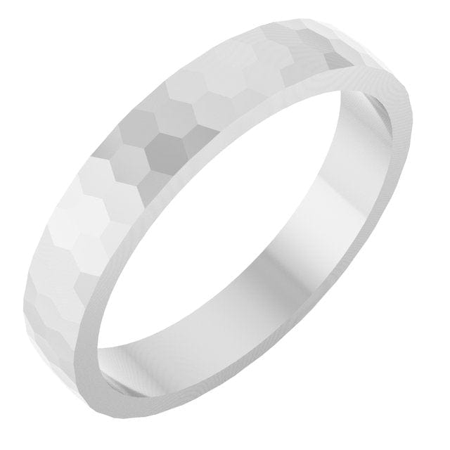 Hexagon Pattern 3.5mm Wide Textured Wedding Band