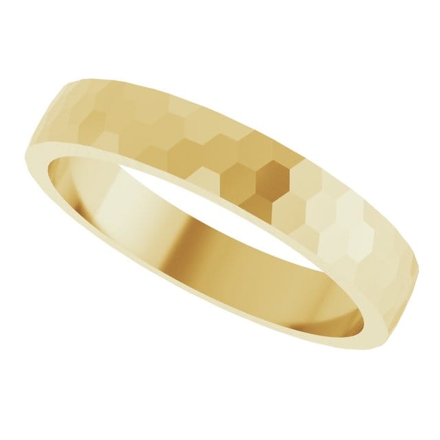 Hexagon Pattern 3.5mm Wide Textured Wedding Band