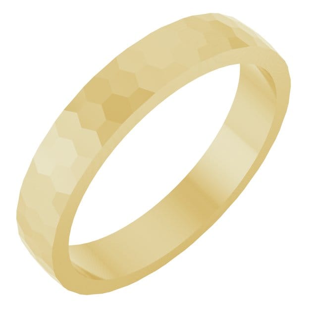 Hexagon Pattern 3.5mm Wide Textured Wedding Band
