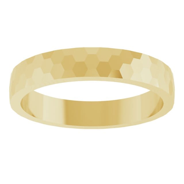 Hexagon Pattern 3.5mm Wide Textured Wedding Band