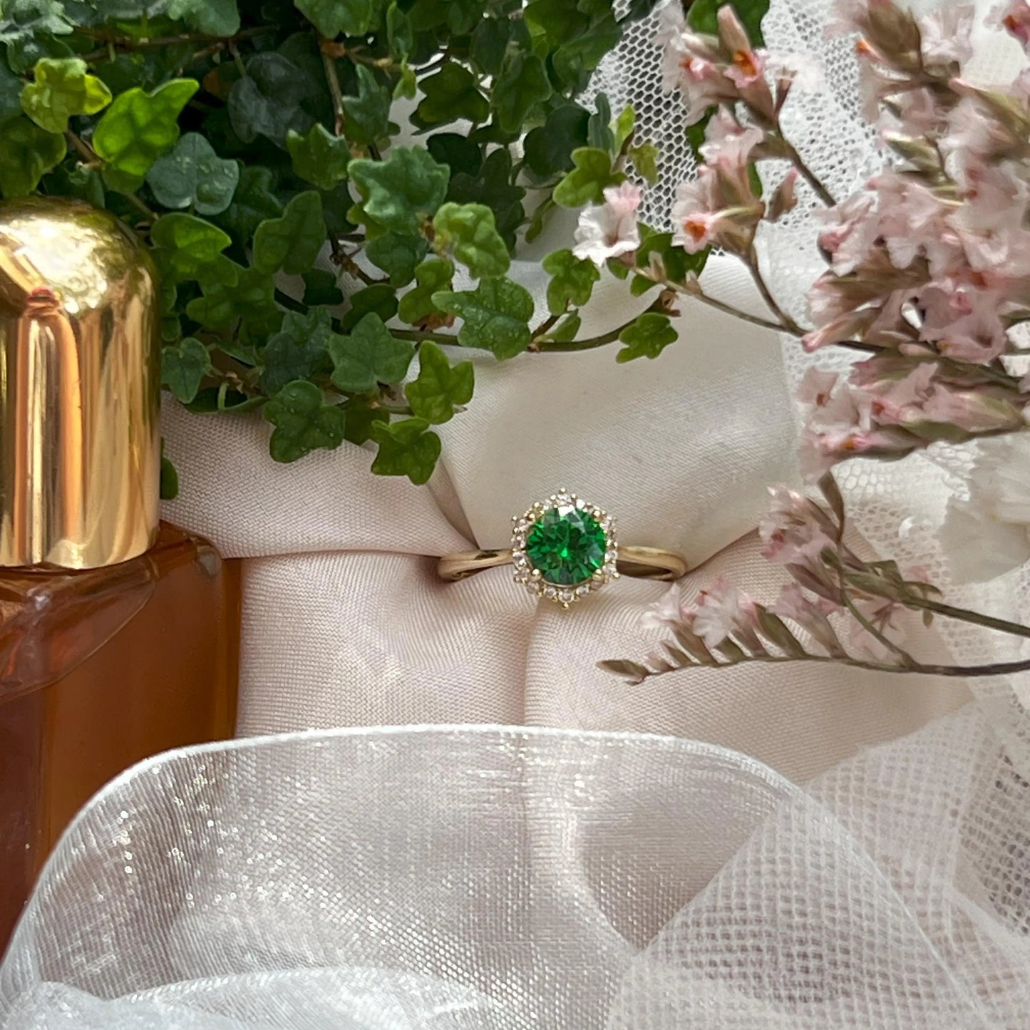 Vintage Hexagon Ring - Emerald