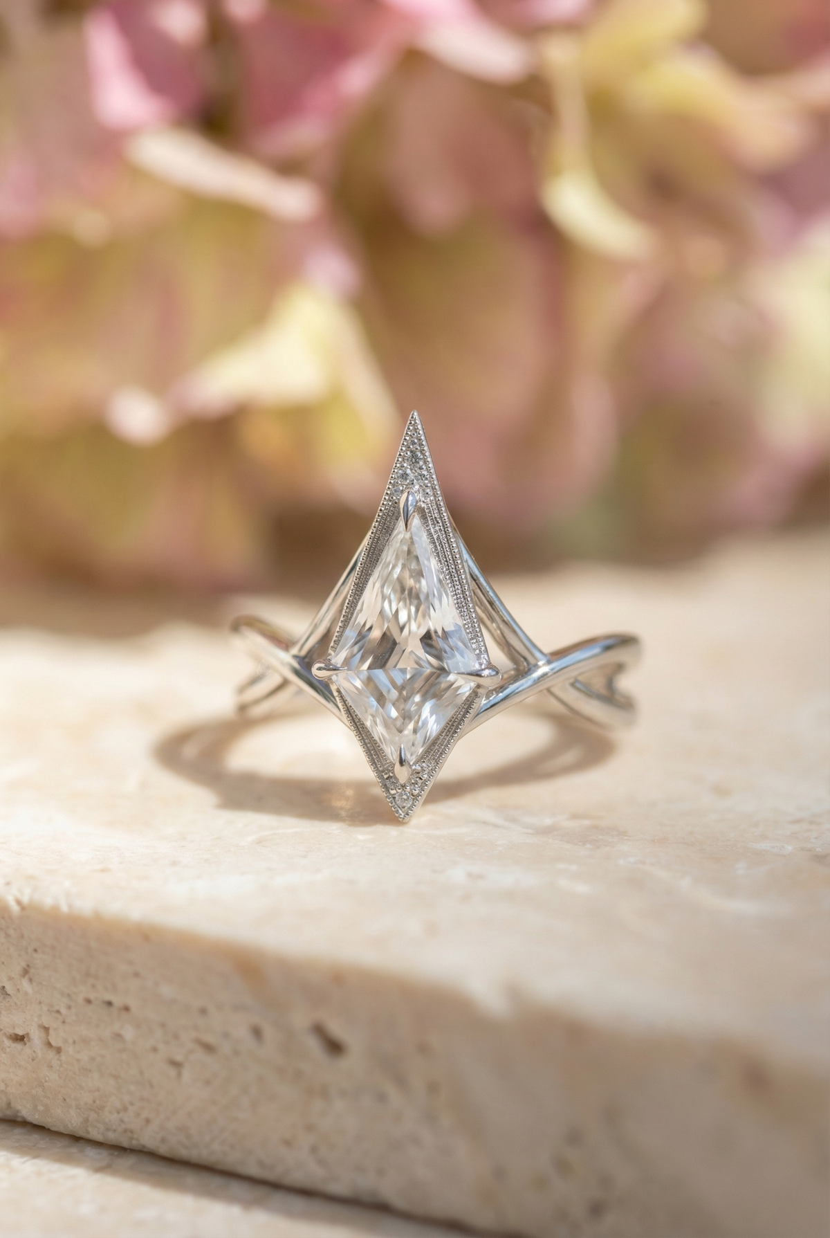 Kite Lab Diamond Engagement Ring, Twisted Arwen Setting