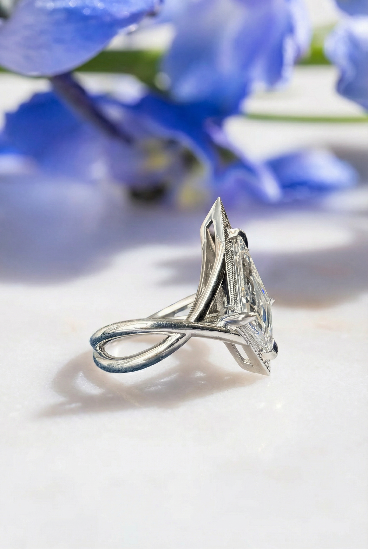 Kite Lab Diamond Engagement Ring, Twisted Arwen Setting