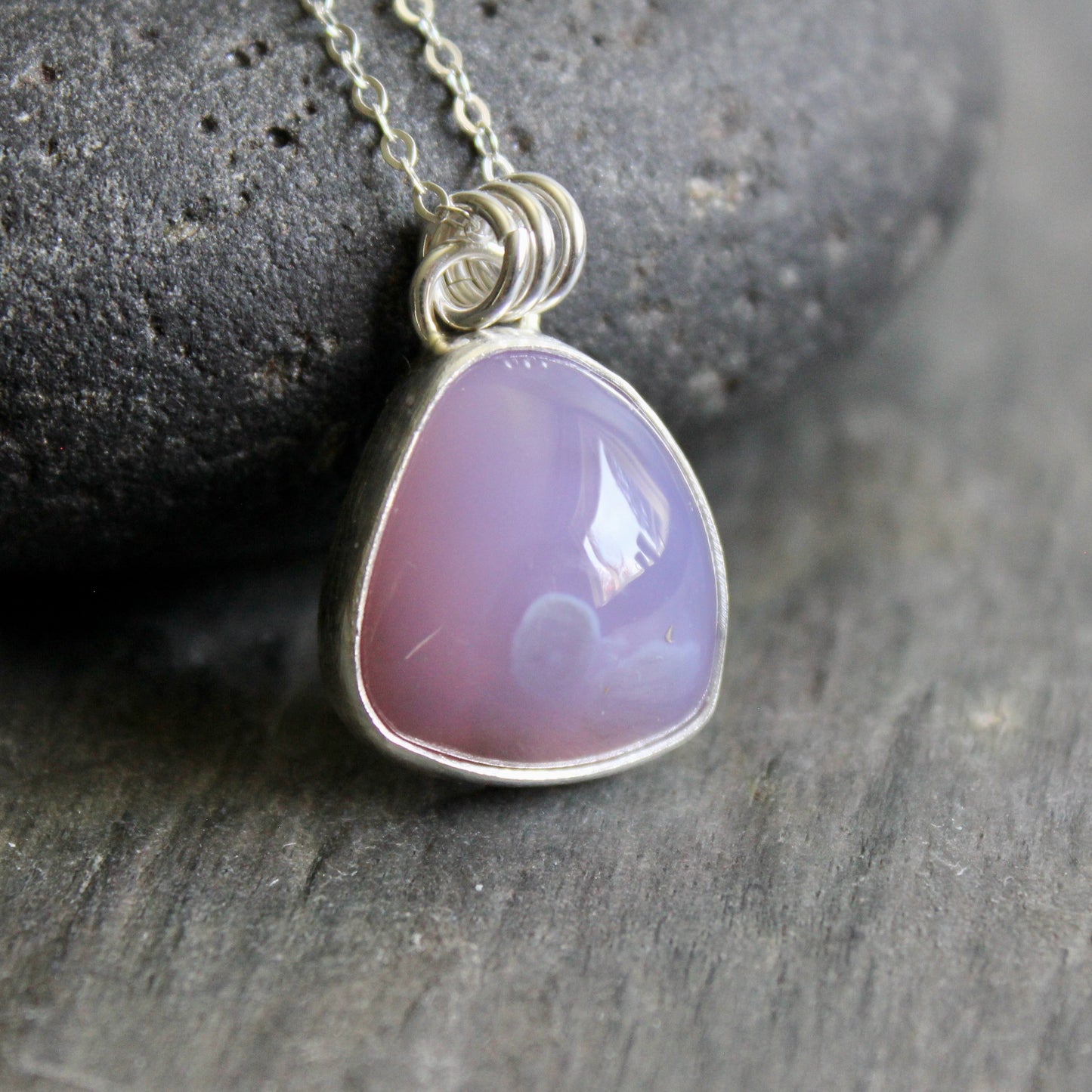 Holley Blue Agate Pendant Necklace • Sterling Silver • PNW Gemstone Jewelry