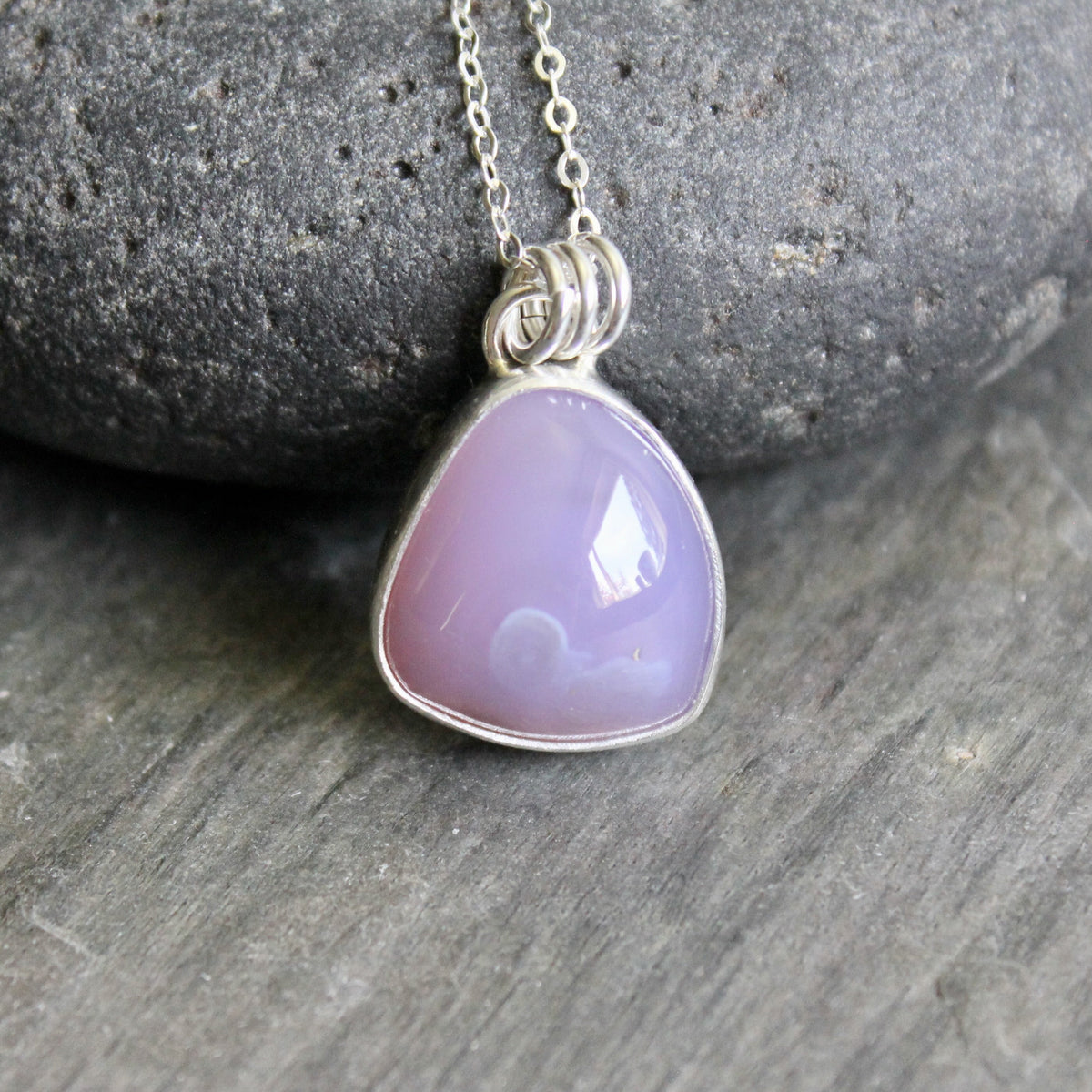 Holley Blue Agate Pendant Necklace • Sterling Silver • PNW Gemstone Jewelry